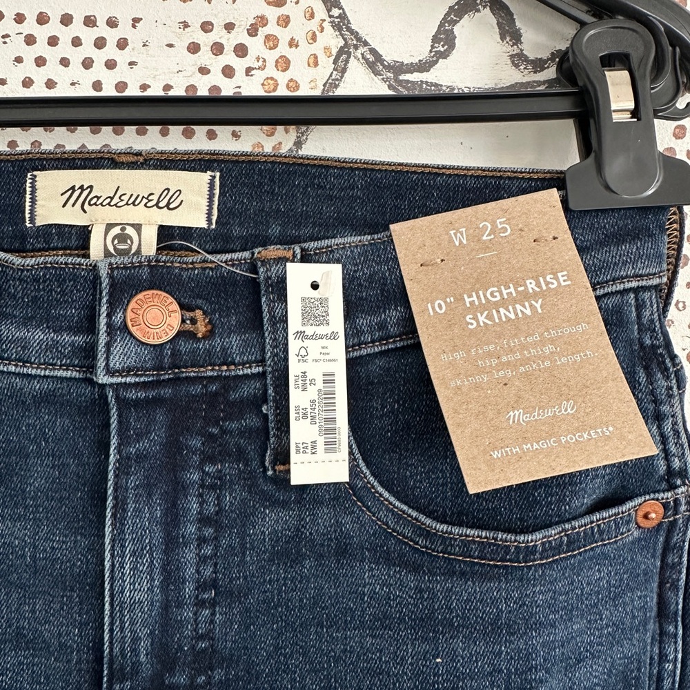 NWT Madewell Women's 10” High-Rise Skinny Jeans Sz 25